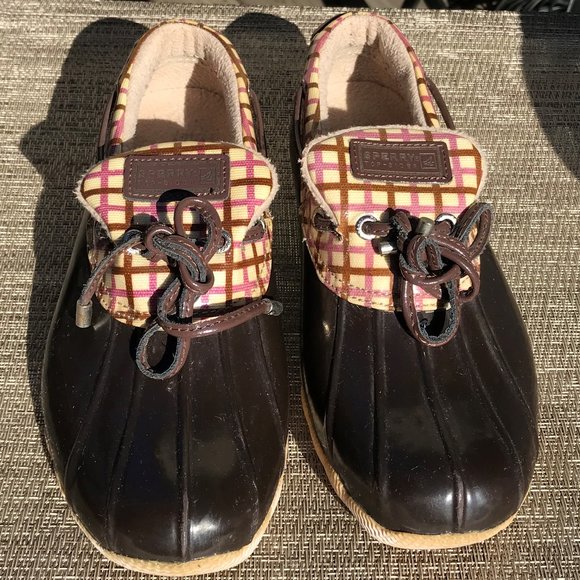 Sperry Shoes - Sperry duck shoes Lined plaid top siders purple